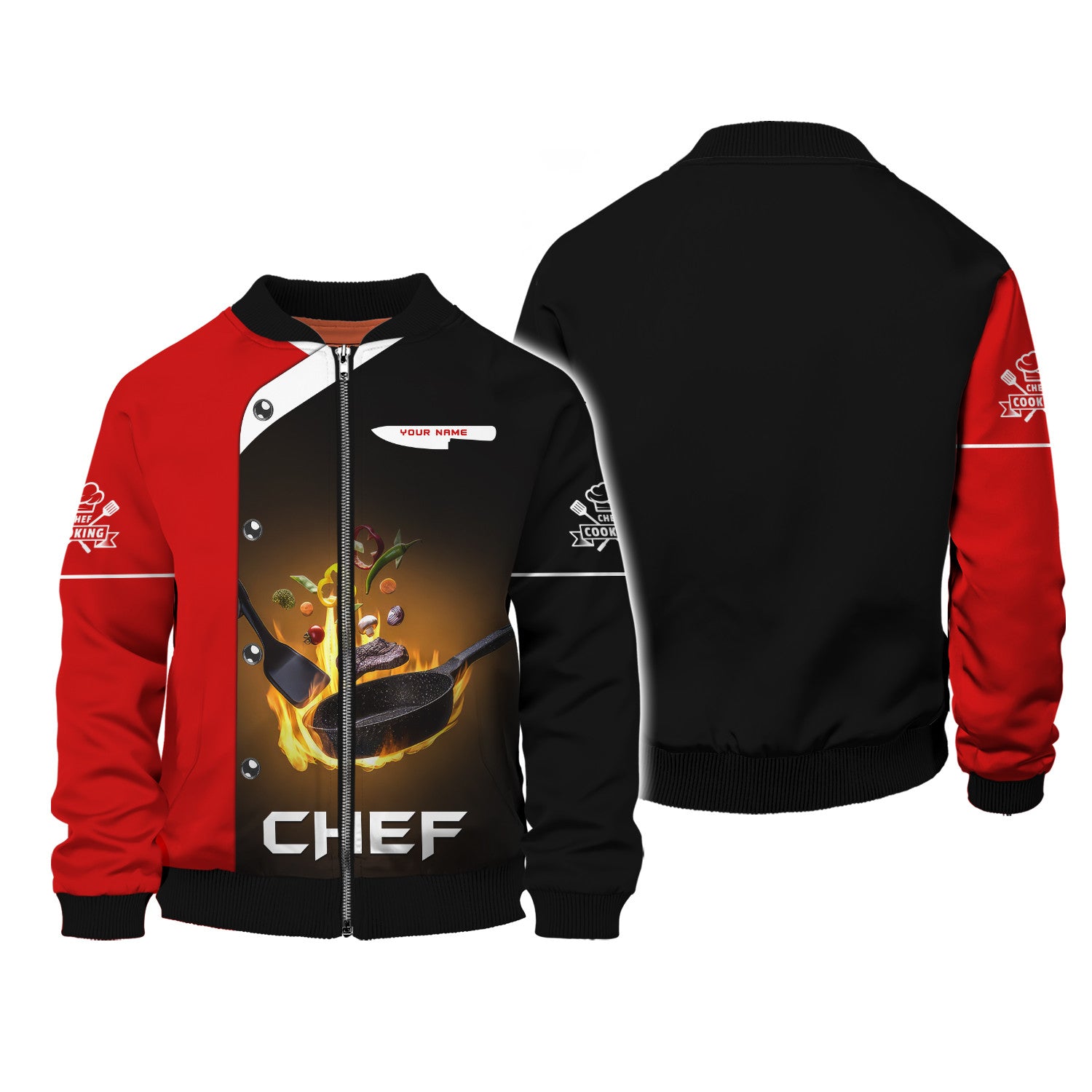 Custom Name 3D Chef Shirt Personalized Print Cook Chef Shirt