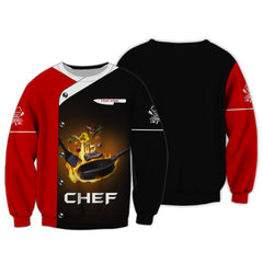 Custom Name 3D Chef Shirt Personalized Print Cook Chef Shirt