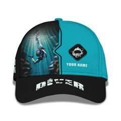 Personalized Name Scuba Diving Classic Cap 3D Full Print Classic Cap For Scuba Divers