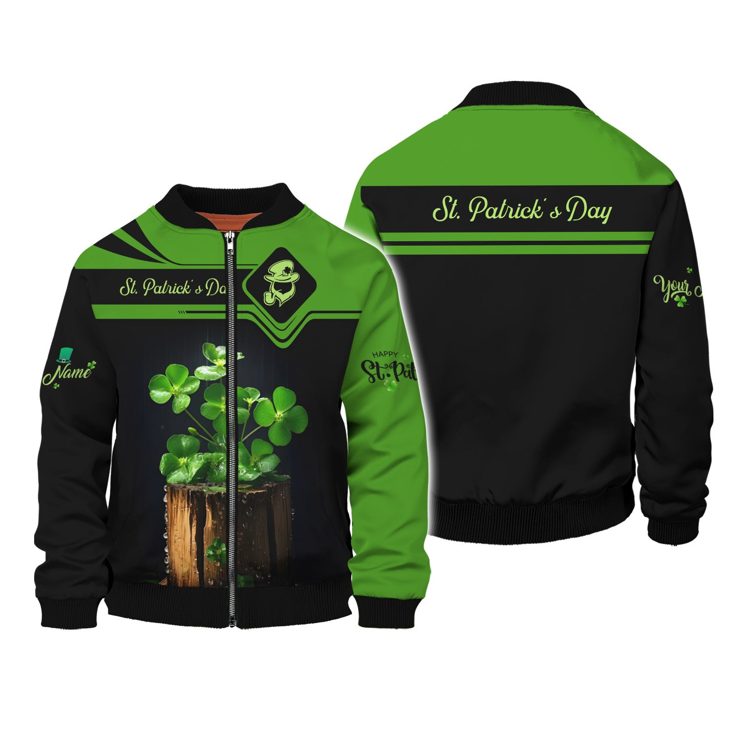 Happy St Patricks Day Personalized Name 3D Zipper Hoodie Custom Gift For Patrick's Day