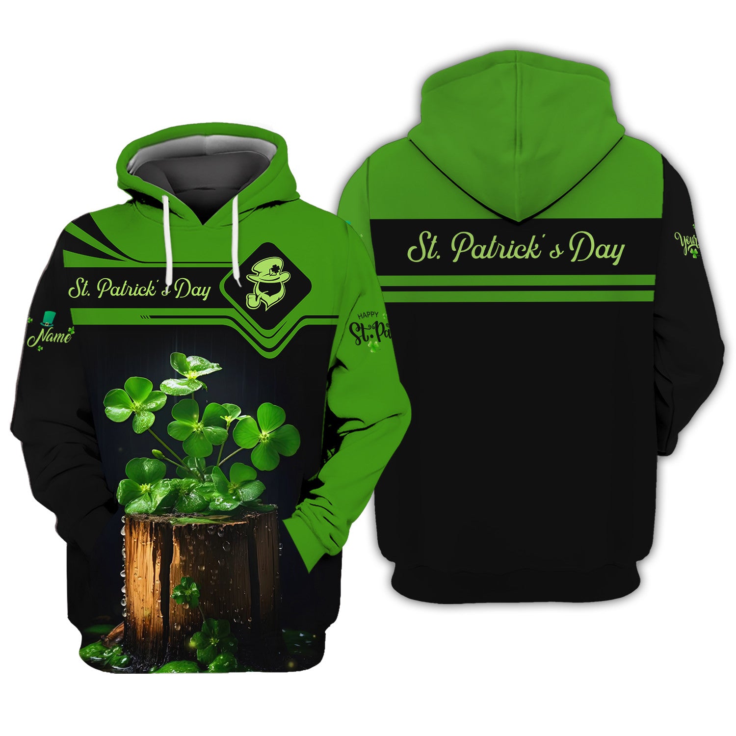 Happy St Patricks Day Personalized Name 3D Zipper Hoodie Custom Gift For Patrick's Day