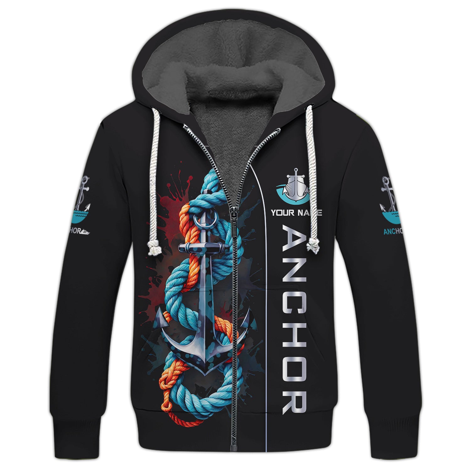 Anchor Personalized Name Zipper Hoodie Sailor Zipper Hoodie Custom Gift For Anchor Lovers