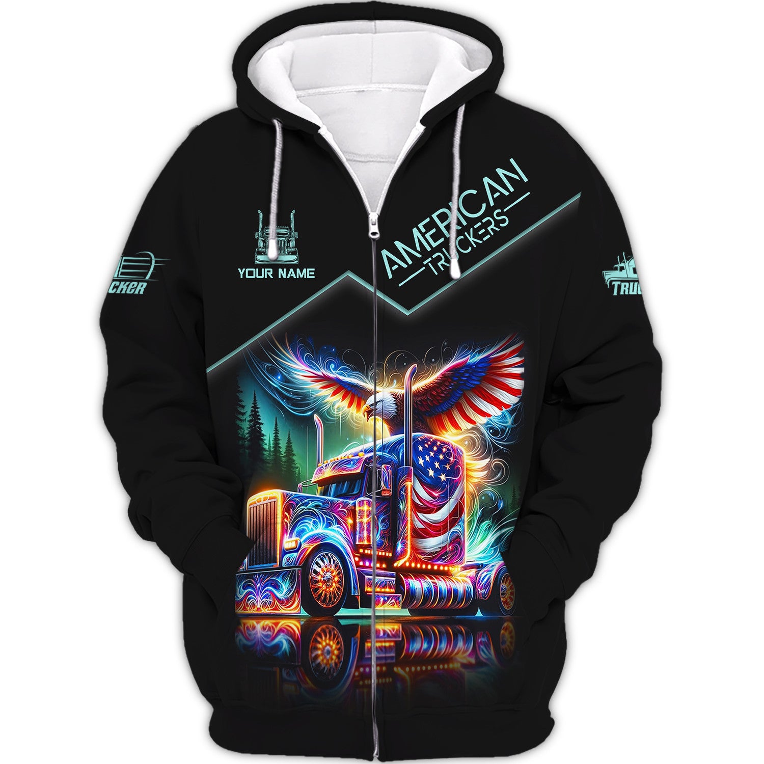 American Trucker Custom Name 3D Shirt Personalized Gift For Truckers