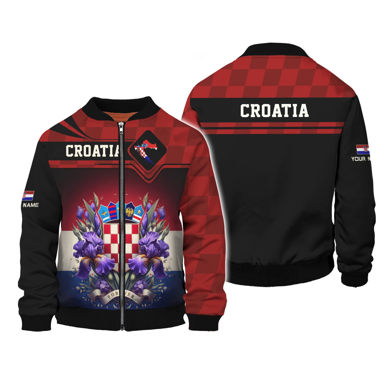 Croatia Personalized Name 3D Full Print Custom Zipper Hoodie For Croatia Lovers