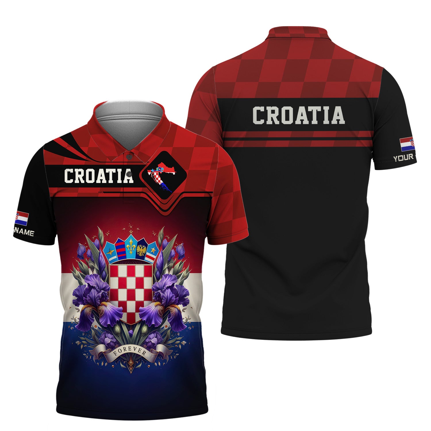 Croatia Personalized Name 3D Full Print Custom Zipper Hoodie For Croatia Lovers