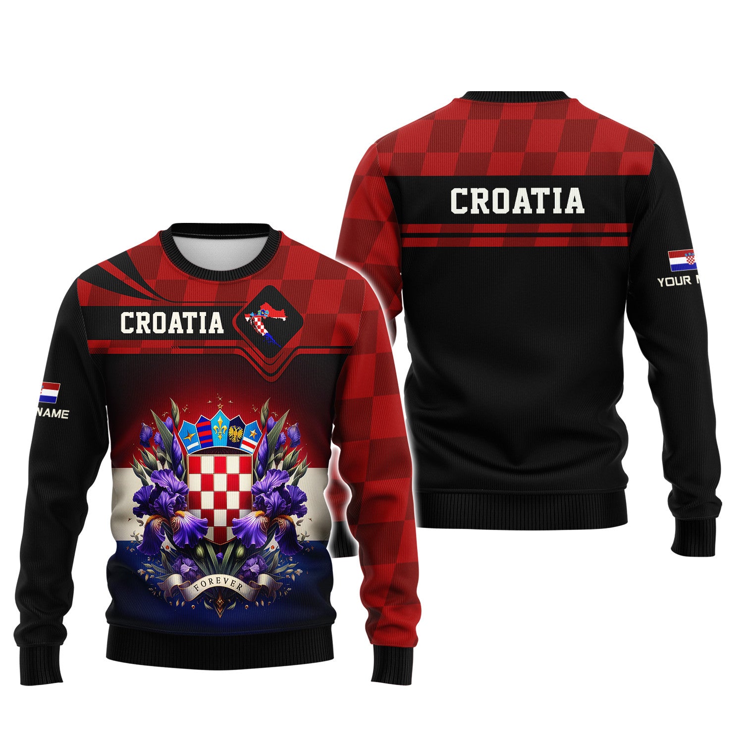 Croatia Personalized Name 3D Full Print Custom Zipper Hoodie For Croatia Lovers