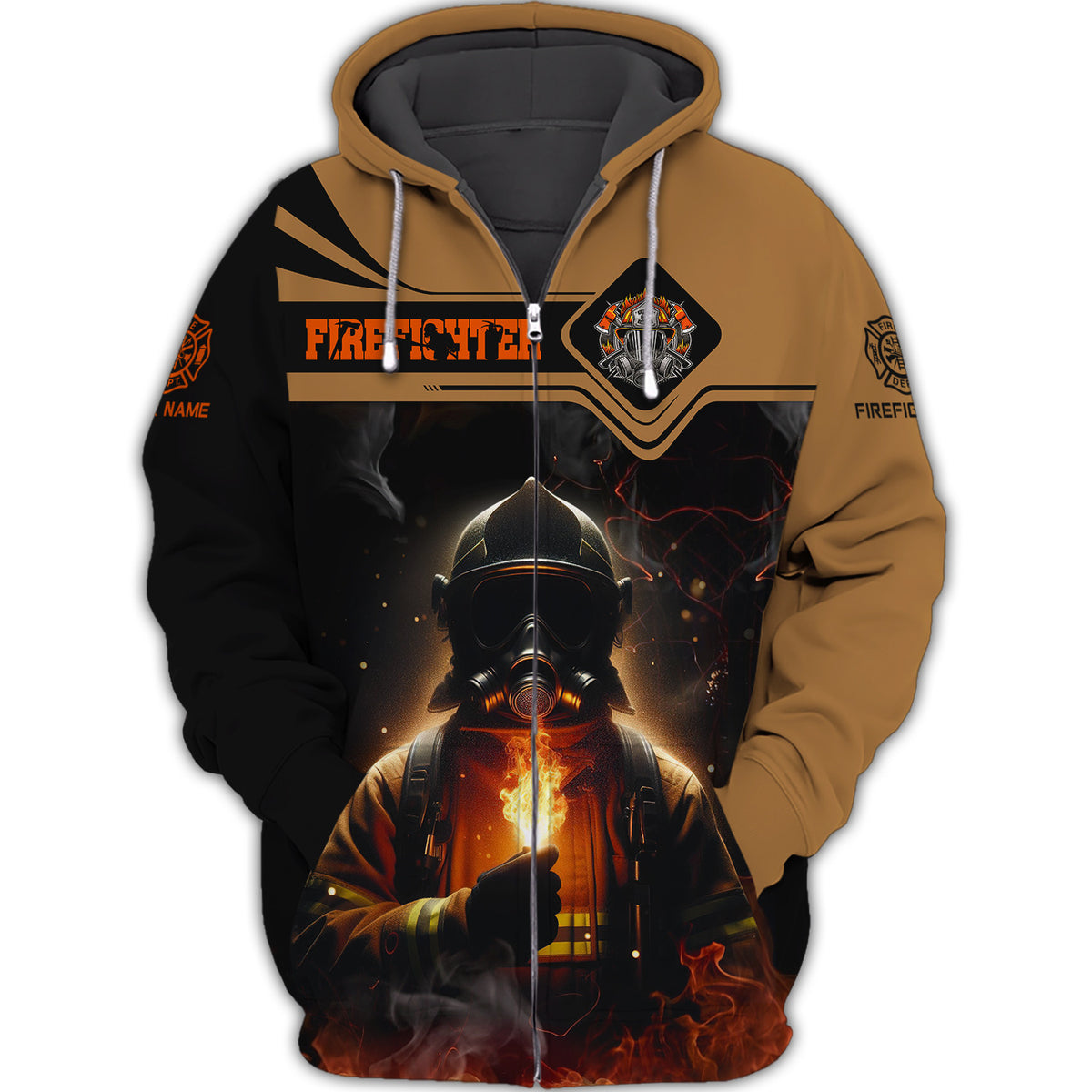 Firefighter Personalized Name 3D Zipper Hoodie Custom Gift For Firefighter