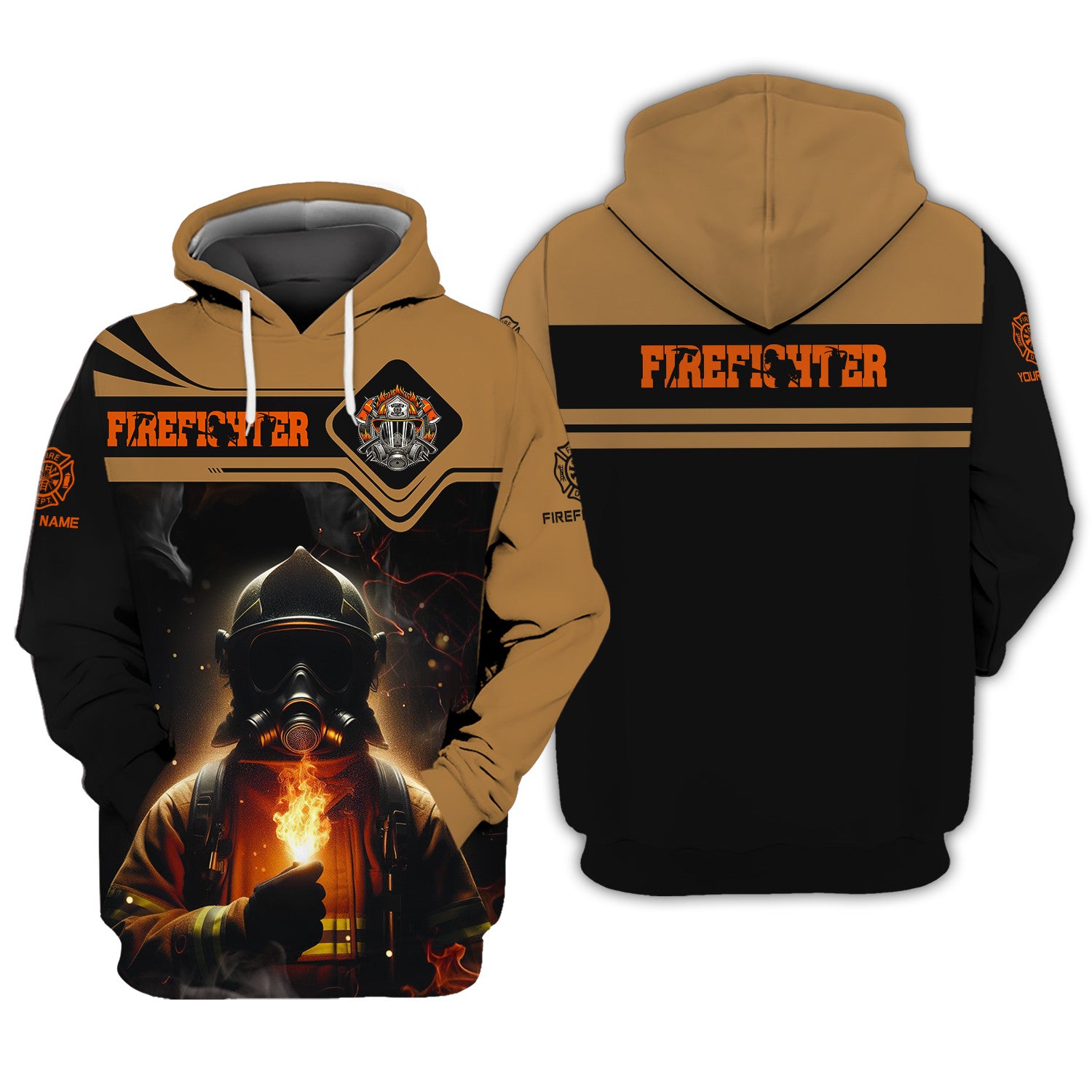 Firefighter Personalized Name 3D Zipper Hoodie Custom Gift For Firefighter