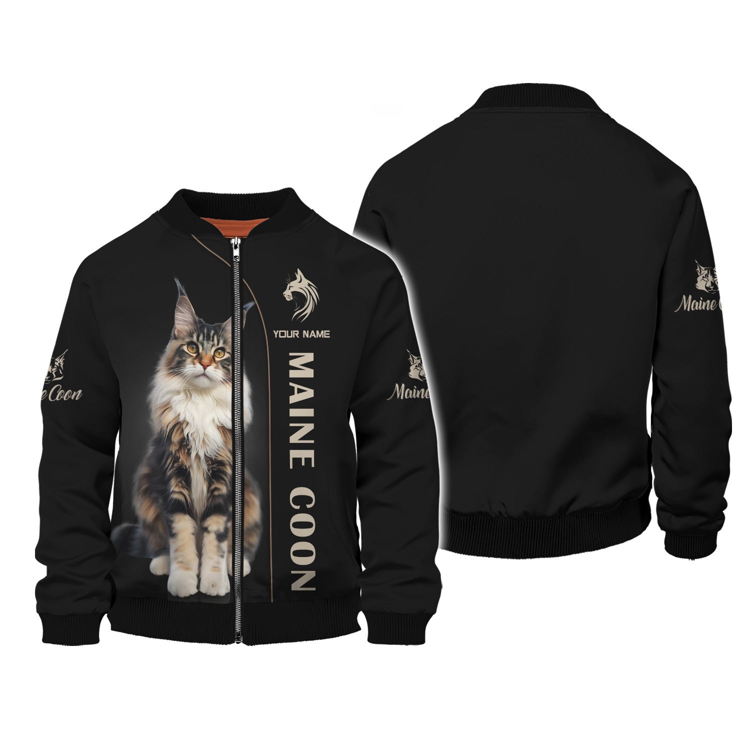 Custom Name 3D Maine Coon Full Print Zipper Hoodie Gift For Maine Coon Lovers