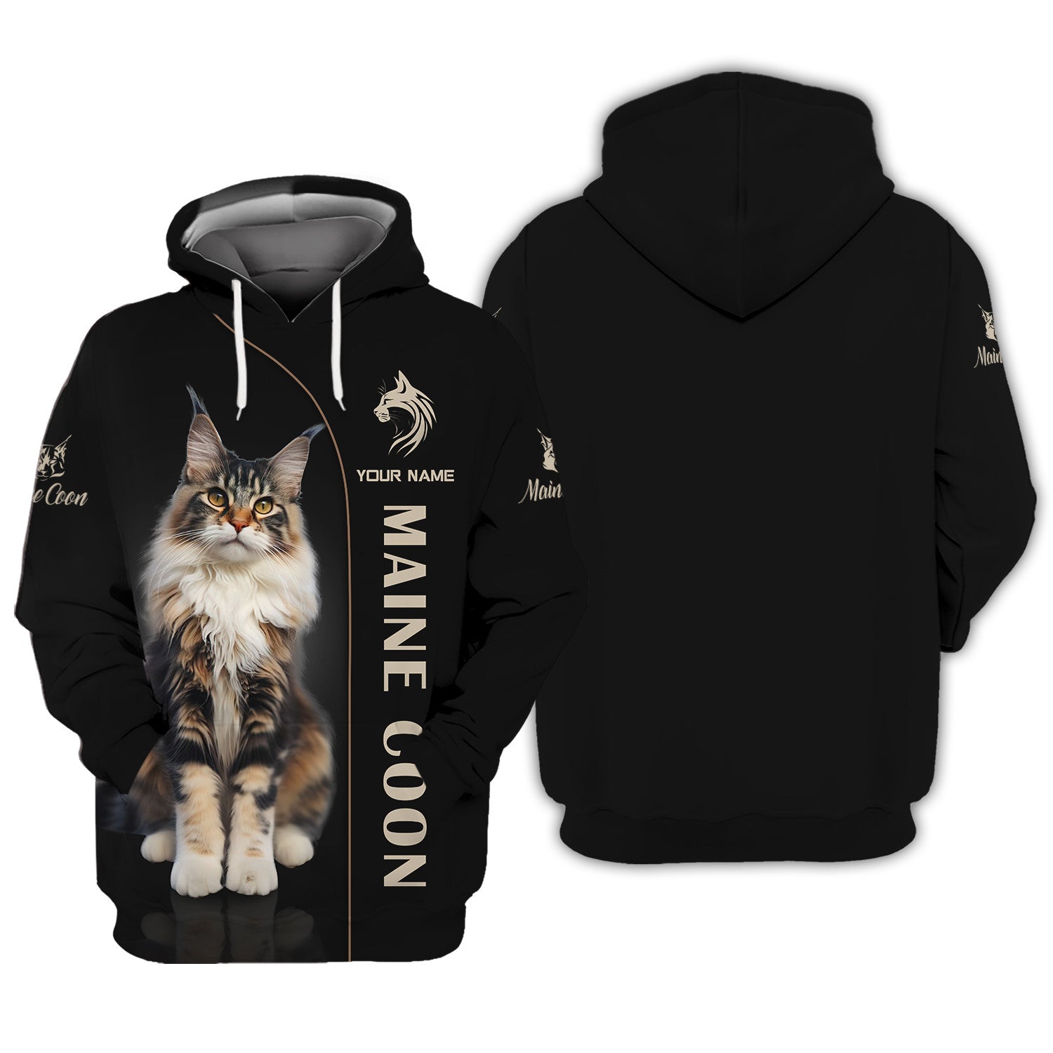 Custom Name 3D Maine Coon Full Print Zipper Hoodie Gift For Maine Coon Lovers