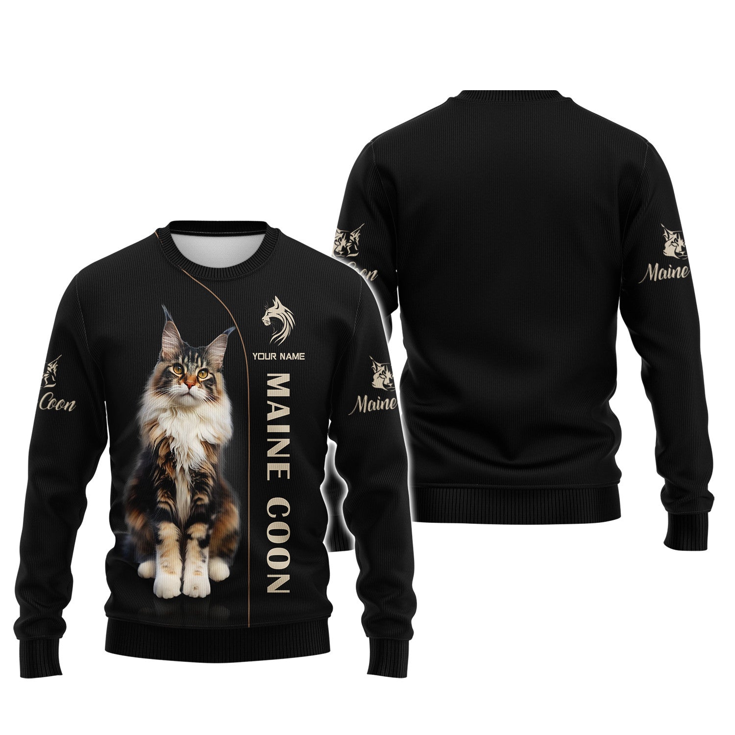 Custom Name 3D Maine Coon Full Print Zipper Hoodie Gift For Maine Coon Lovers