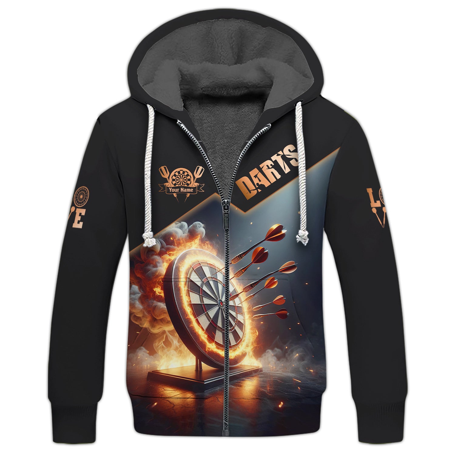 Darts Unisex Shirt Personalized Name 3D Full Print Zipper Hoodie Gift For Darts Lovers