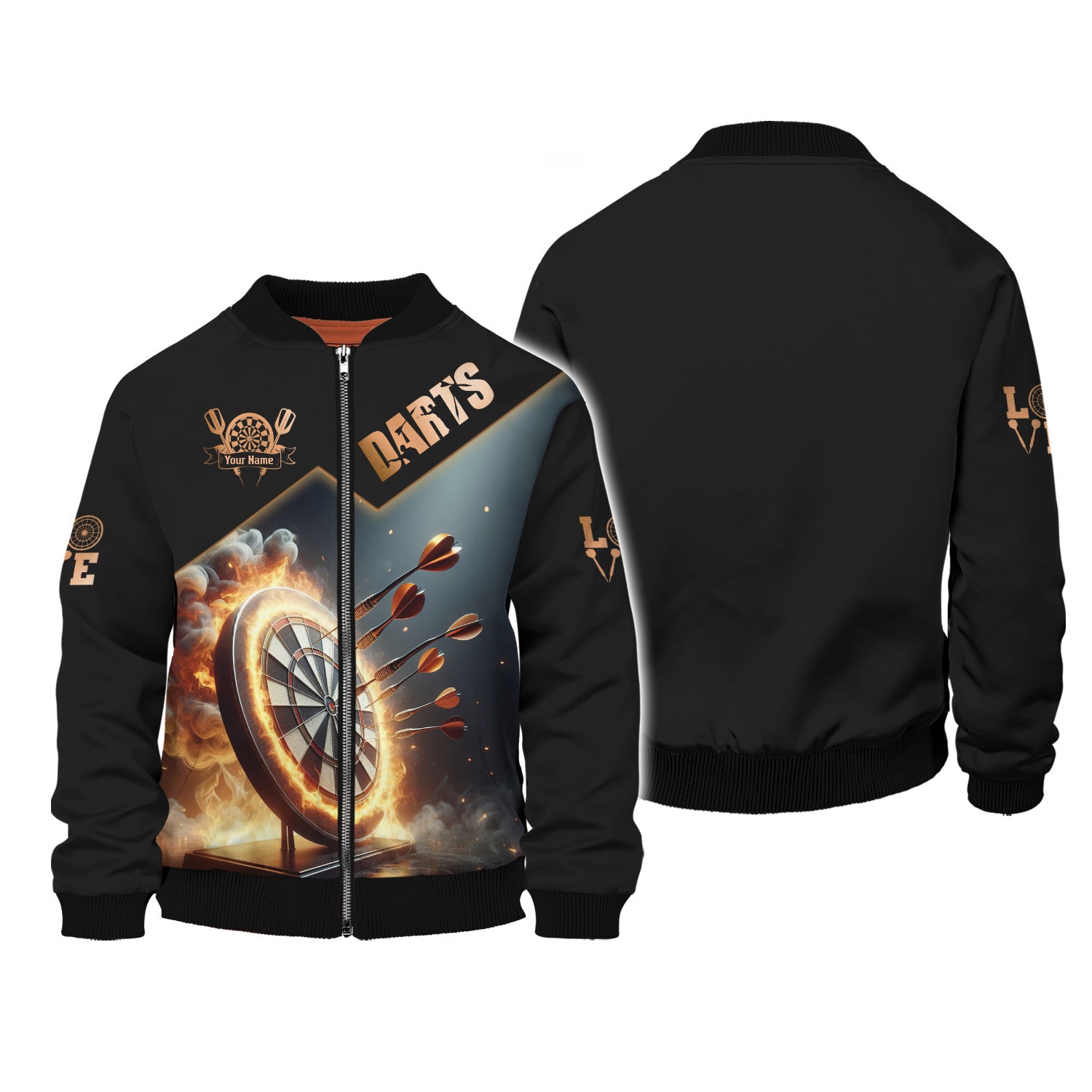 Darts Unisex Shirt Personalized Name 3D Full Print Zipper Hoodie Gift For Darts Lovers