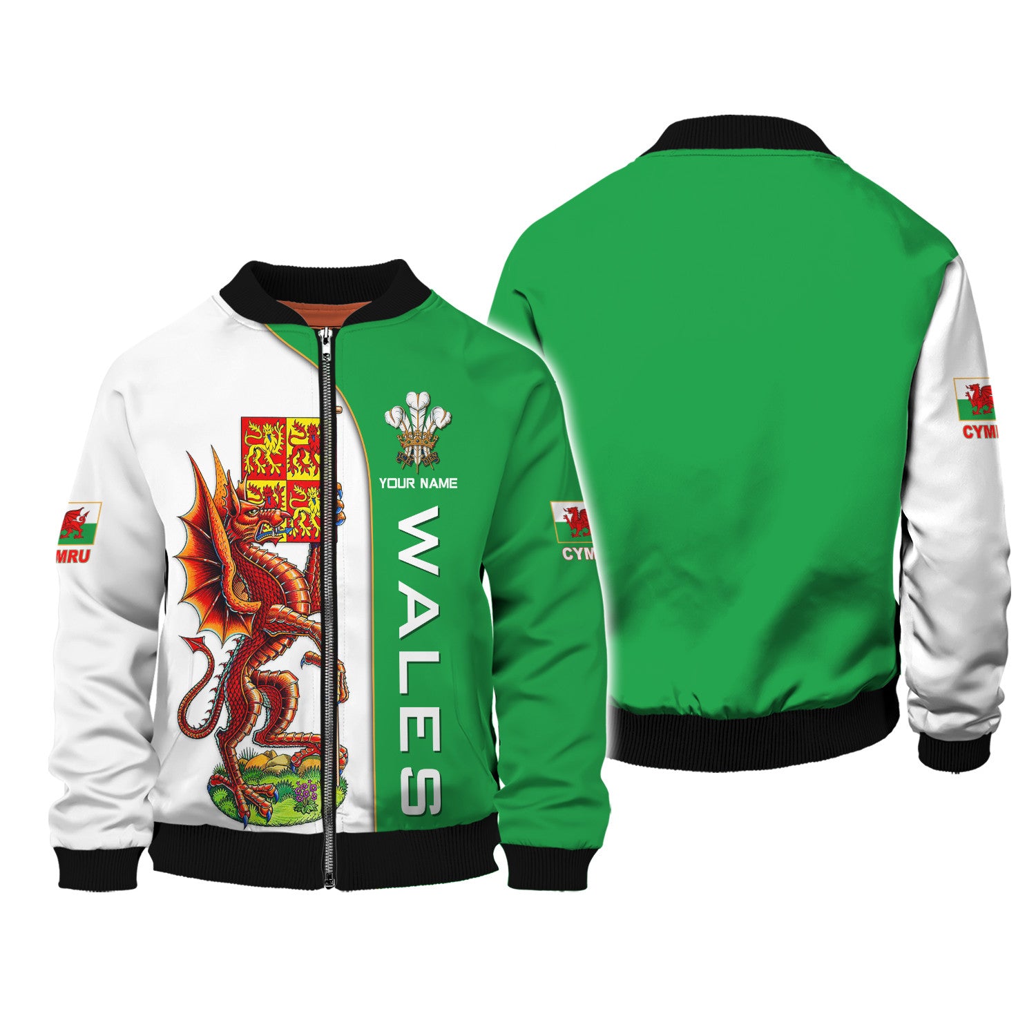 Unisex Wales Zipper Hoodie Custom Name 3D Wales Zipper Hoodie Gift For Wales Lovers