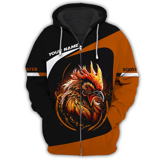 Beautiful Rooster Custom Name 3D Zipper Hoodie Personalized Gift For Rooster Lovers
