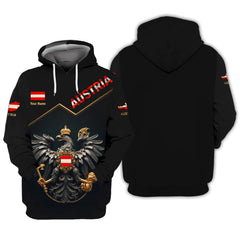 Austria Personalized Name 3D Zipper Hoodie Custom Gift For Austria Lovers