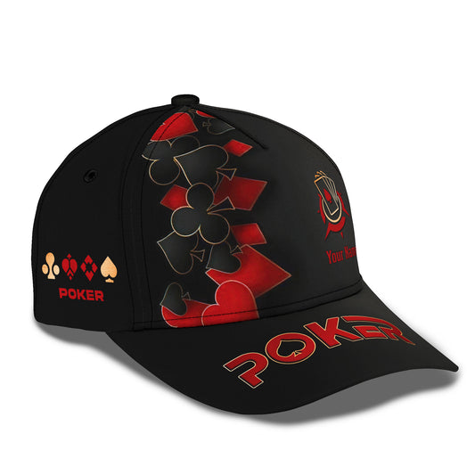 Red & Black Poker 3D Full Print Classic Cap Personalized Name Classic Cap For Poker Lovers