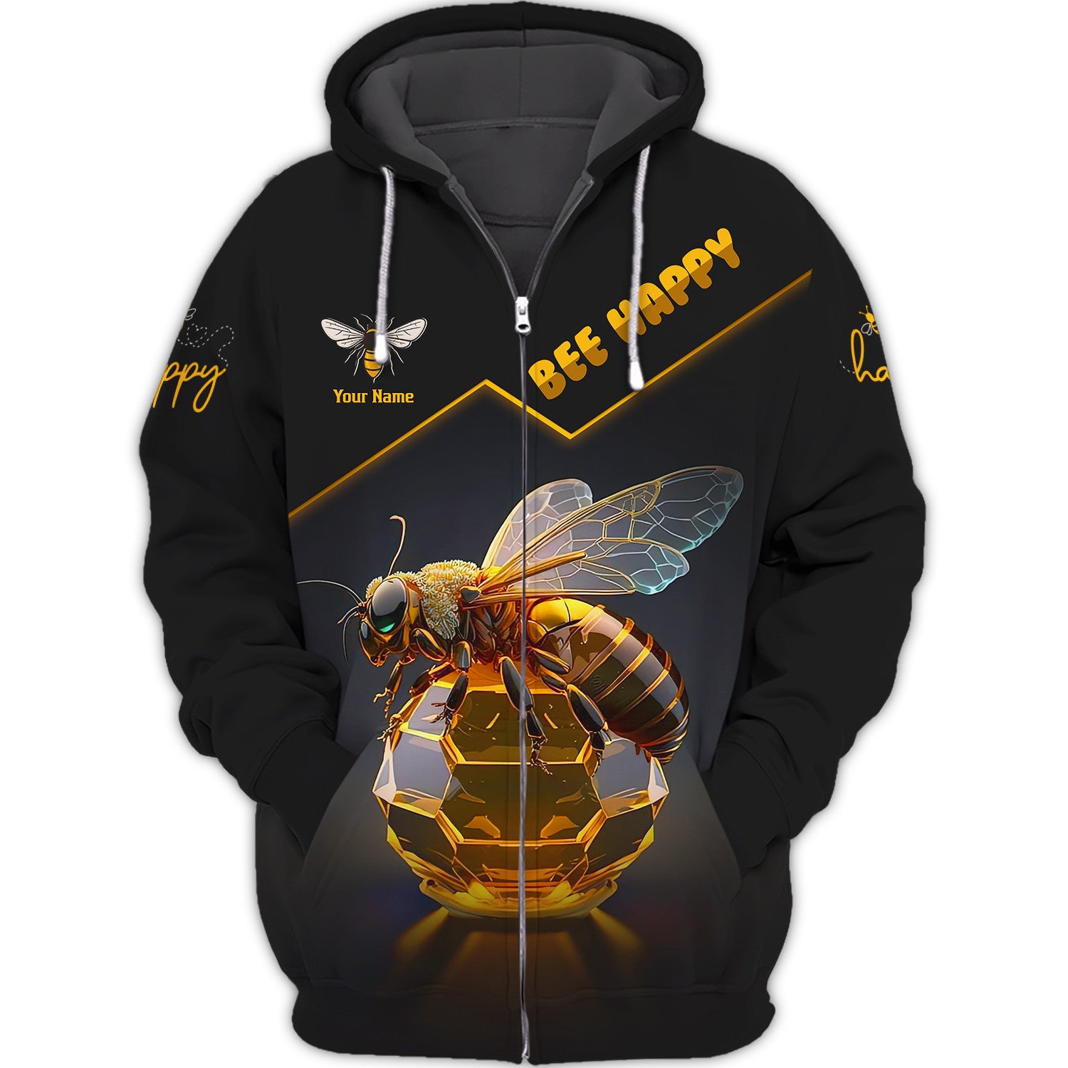 Bee Happy Personalized Name 3D Shirt Custom Name Gift For Bee Lovers