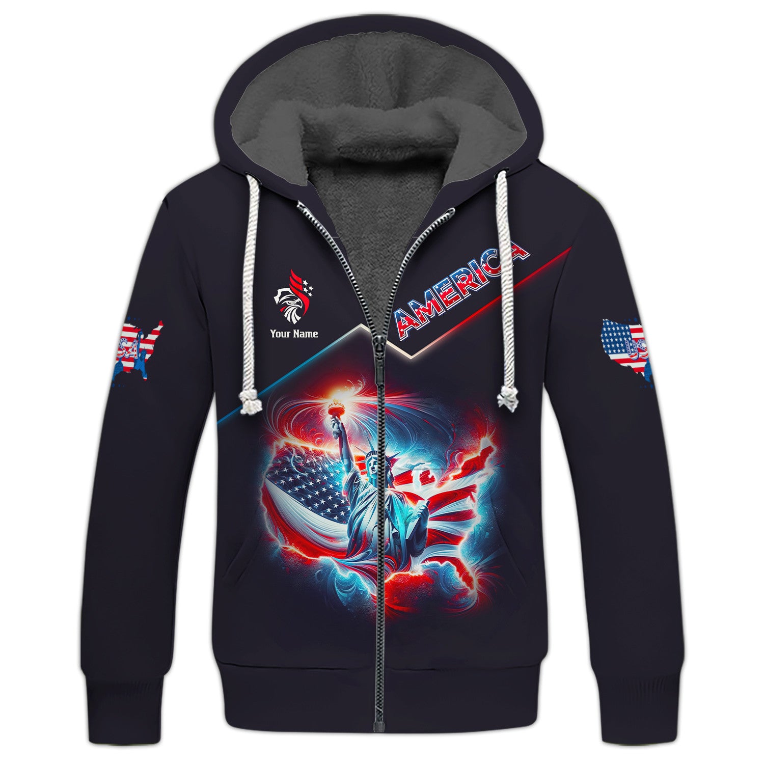 America Proud Personalized Name 3D Full Print Zipper Hoodie Gift For USA Lovers