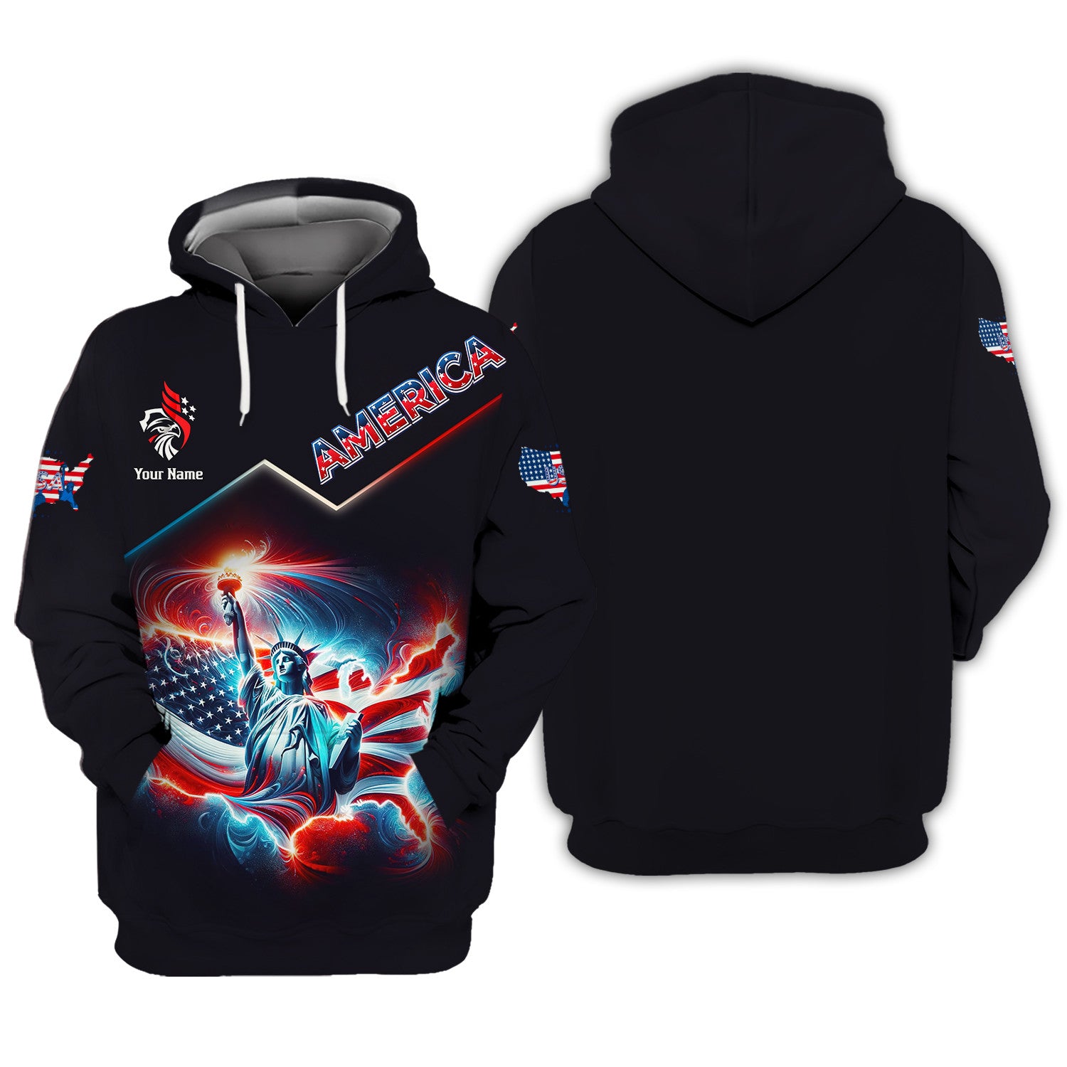 America Proud Personalized Name 3D Full Print Zipper Hoodie Gift For USA Lovers