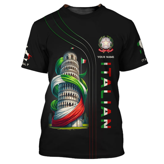 Love Italy Shirt Pisa Italian Shirt Personalized Name 3D Gift For Italy Lovers