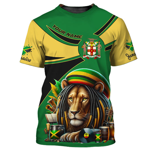 Lion Jamaica Personalized Name 3D Shirt Custom Gift For Jamaica Lovers