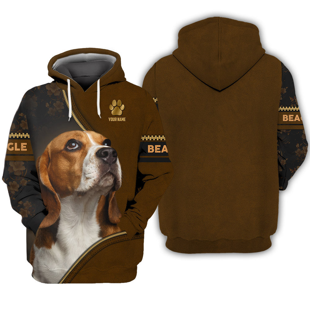 Beagle Custom Name 3D Zipper Hoodie Personalized Gift For Beagle Lovers