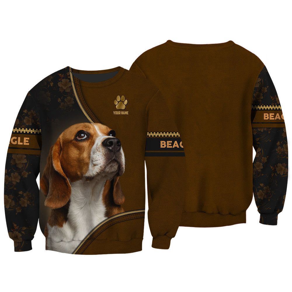 Beagle Custom Name 3D Zipper Hoodie Personalized Gift For Beagle Lovers