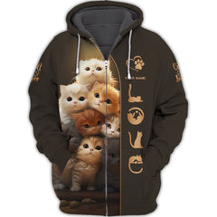 Beautiful Cats Personalized Name Zipper Hoodie Custom Gift For Cat Lovers