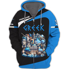 3D Full Print Greek Zipper Hoodie Personalized Name Gift For Greek Lovers