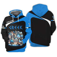 3D Full Print Greek Zipper Hoodie Personalized Name Gift For Greek Lovers