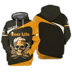 Beer Life Skull Cup Personalized Name 3D Shirt Gift For Beer Lovers