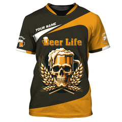 Beer Life Skull Cup Personalized Name 3D Shirt Gift For Beer Lovers