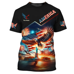 America Unisex Shirt Eagle USA Flag Shirt Custom Gift For America Lovers