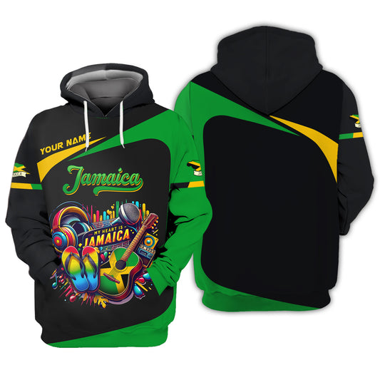 Love Jamaica Music Life Personalized Name 3D Shirt Custom Gift For Jamaica Lovers