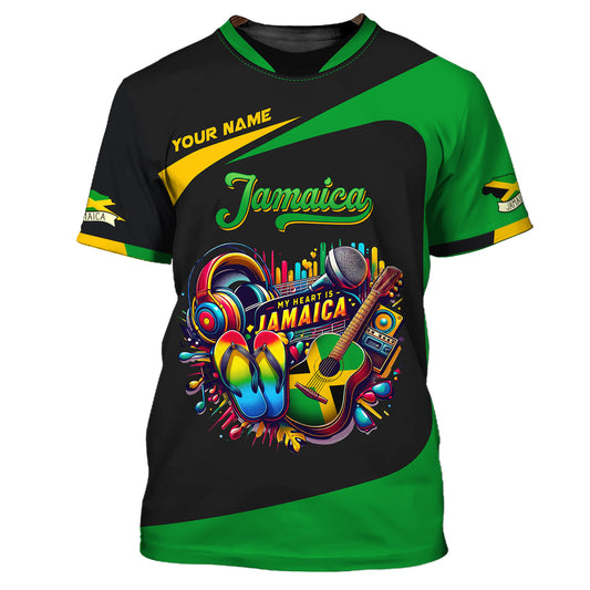 Love Jamaica Music Life Personalized Name 3D Shirt Custom Gift For Jamaica Lovers