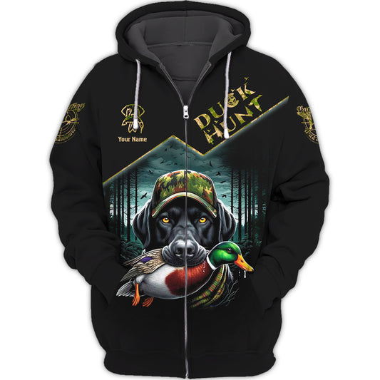 Duck Hunting Personalized Name 3D Zipper Hoodie Custom Gift For Duck Hunters