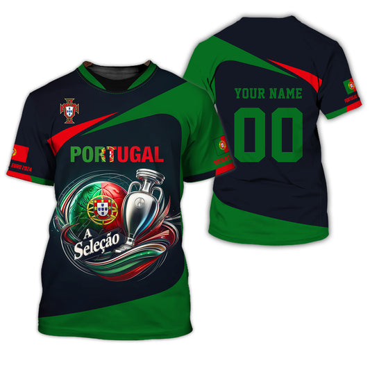 Portugal Euro 2024 Shirt Custom Name & Number Shirt Gift For Portugal Fans