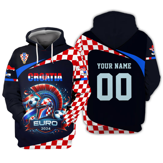 Croatia Euro 2024 Personalized Name 3D Shirt Custom Gift For Croatia Fans