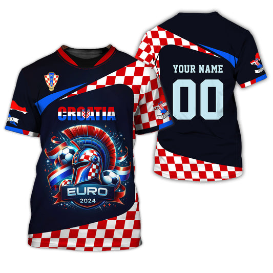 Croatia Euro 2024 Personalized Name 3D Shirt Custom Gift For Croatia Fans