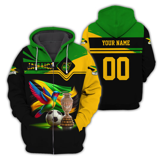 Jamaica Copa America Cup Personalized Name 3D Zipper Hoodie Custom Gift For Jamaica Fans