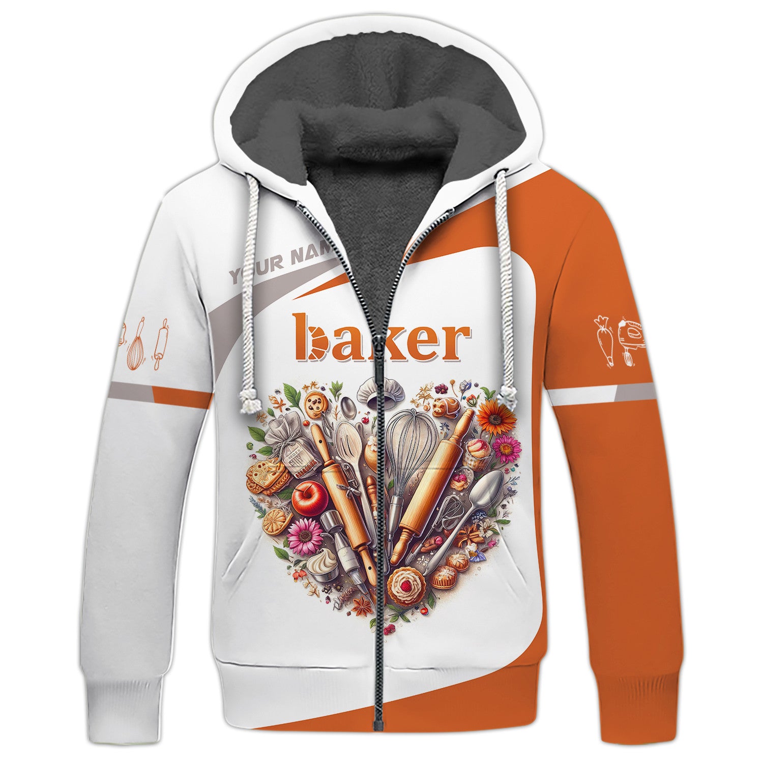 Baker Heart Tool Personalized Name 3D Shirt Custom Gift For Baking Lovers