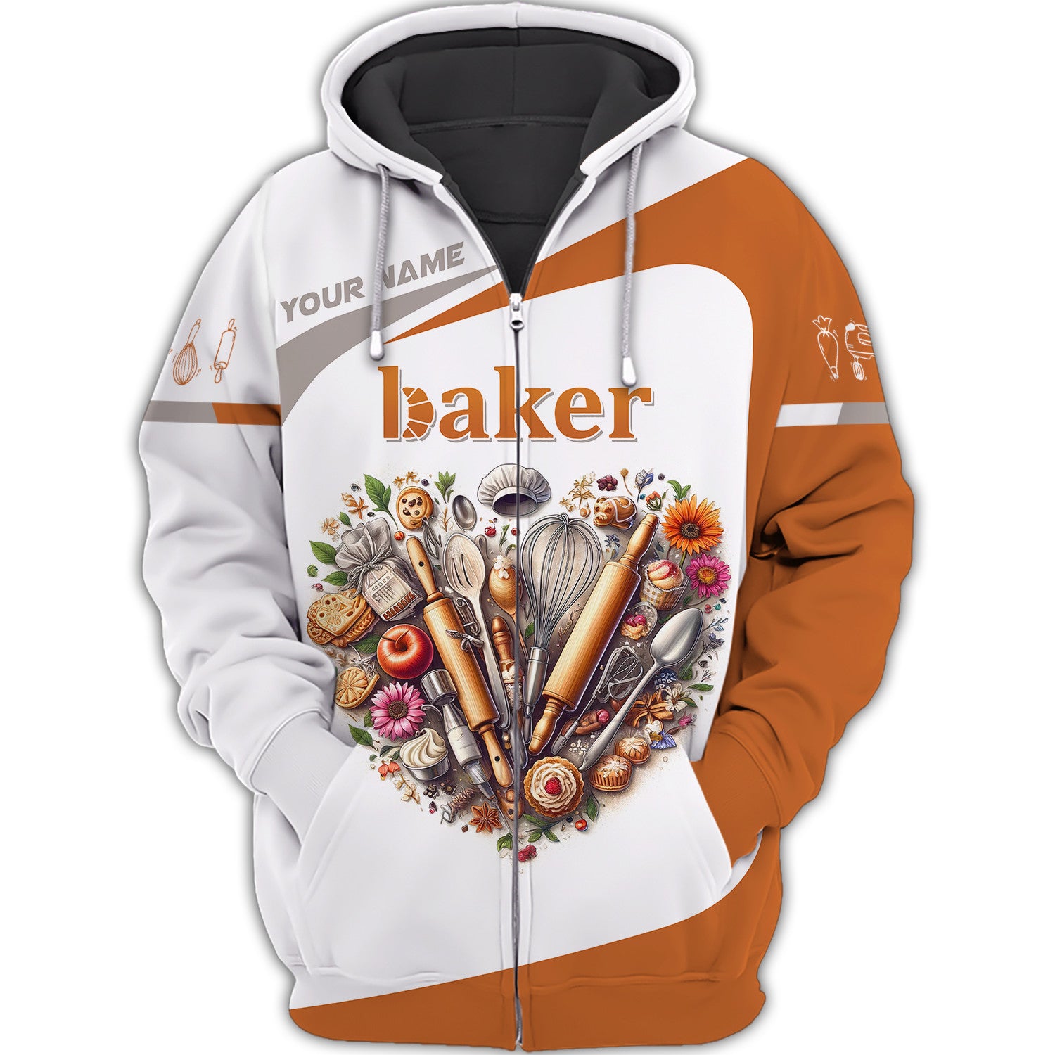 Baker Heart Tool Personalized Name 3D Shirt Custom Gift For Baking Lovers