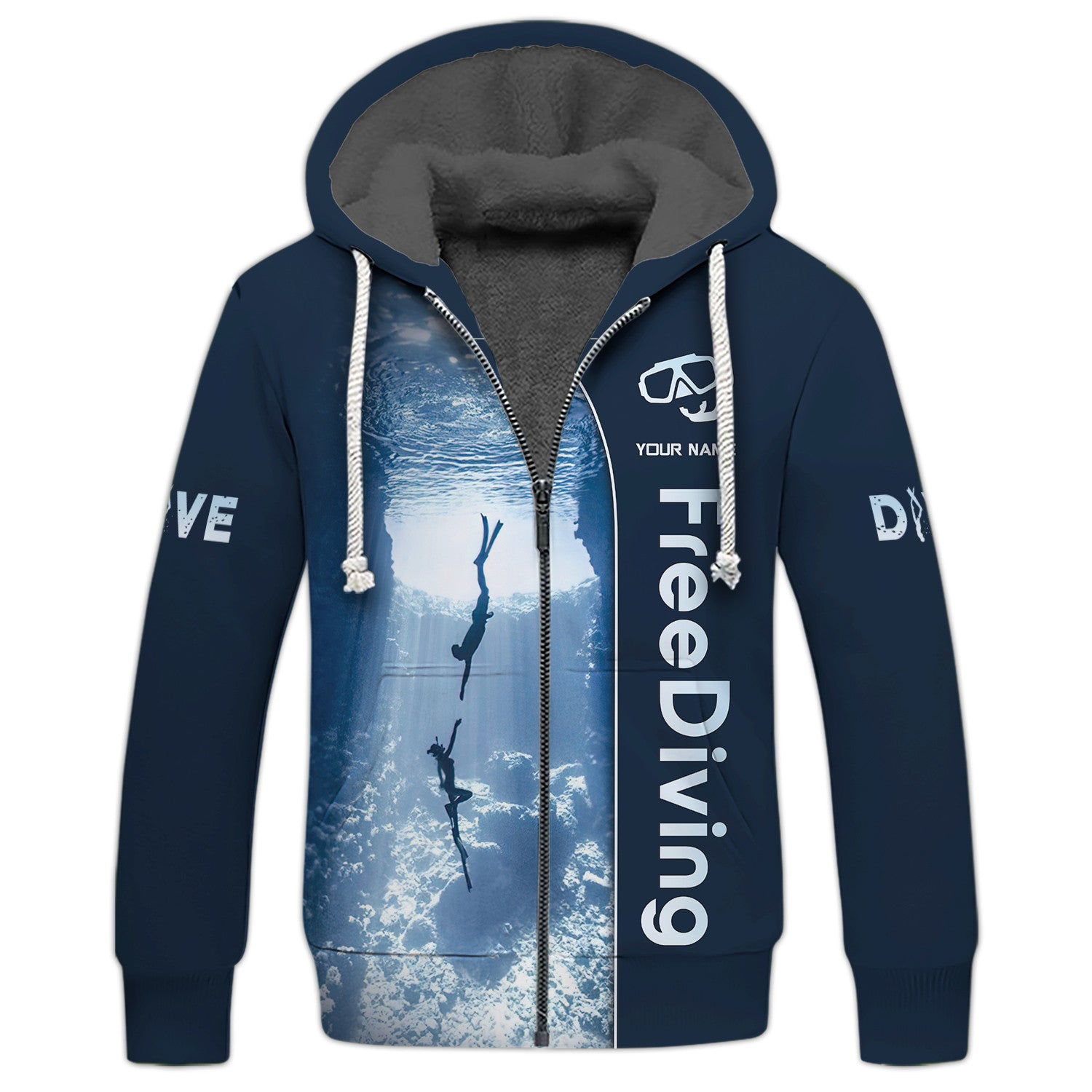 Couple Freediving Custom Name Zipper Hoodie Personalized Gift For Freediving Lovers