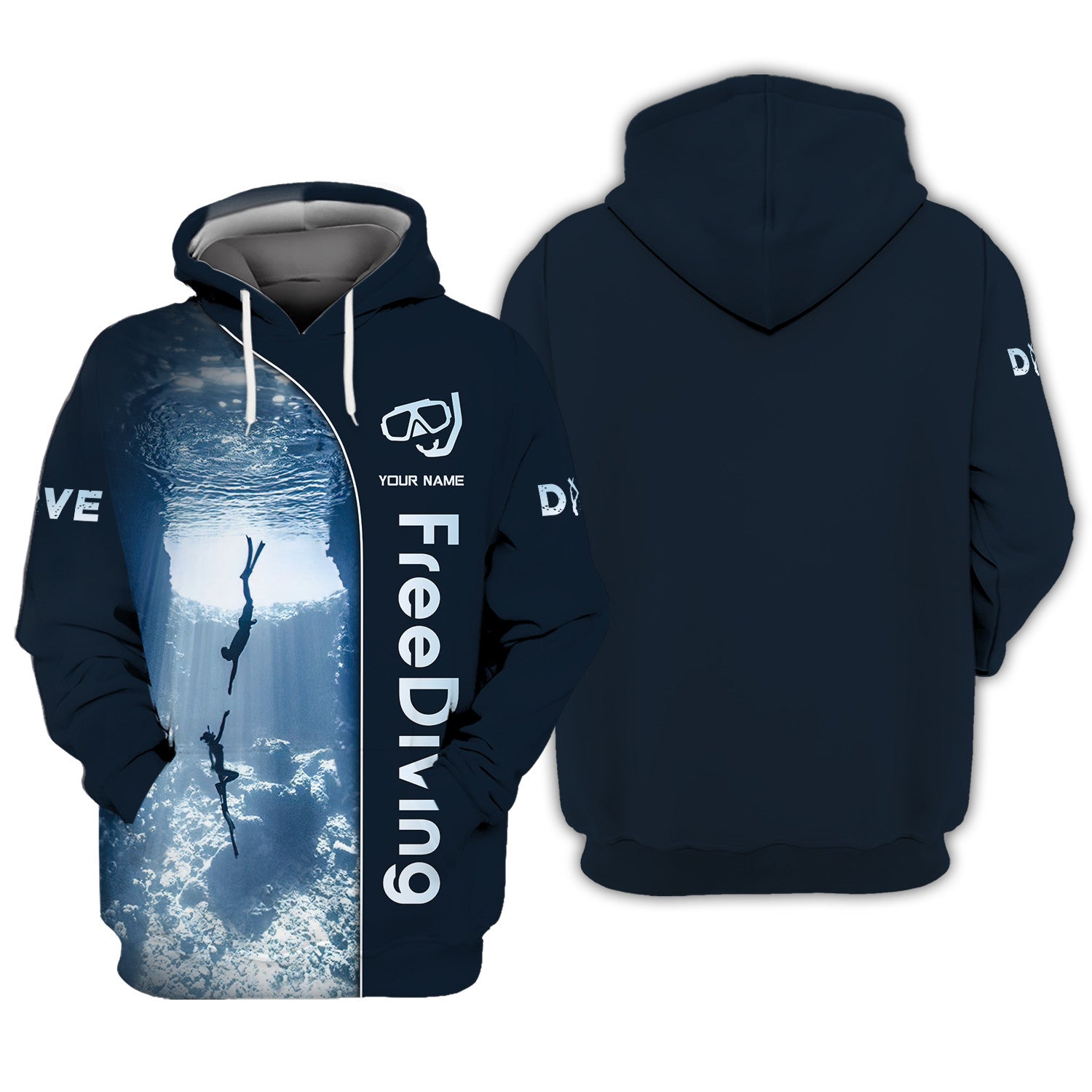 Couple Freediving Custom Name Zipper Hoodie Personalized Gift For Freediving Lovers