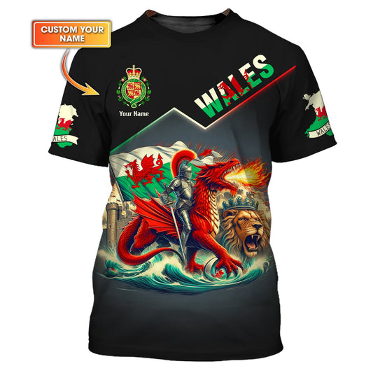 3D Full Print Proud Wales Shirt Personalized Name Gif For Welsh Lovers