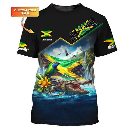 Personalized Jamaica Pride Shirt Crocodile And Hummingbird Of Jamaica Gif For Jamaican Lover