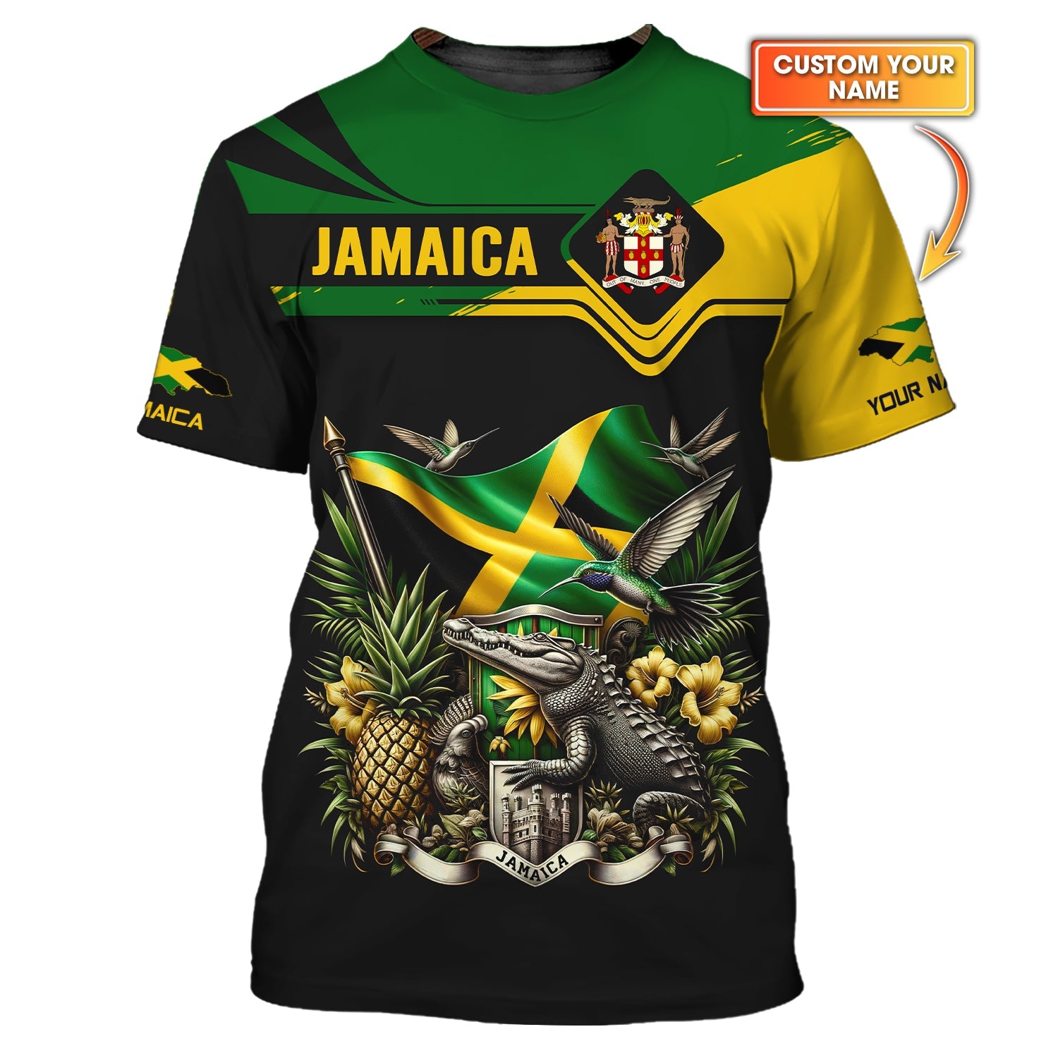 Love Jamaica Custom Name 3D Full Print Shirt Gift For Jamaica Lovers