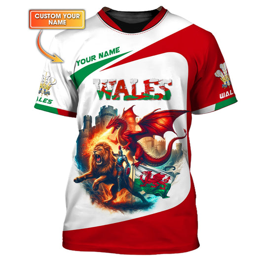 Flame Of Wales Custom T-Shirts Wales 3D Full Print Shirt Gif For Welsh Lovers
