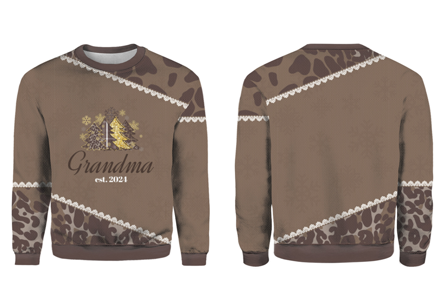 Personalized Grandma Leopard Pattern Sweater